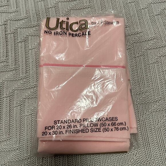 Vintage Utica no iron percale pink pillowcase pair NOS - Picture 1 of 5
